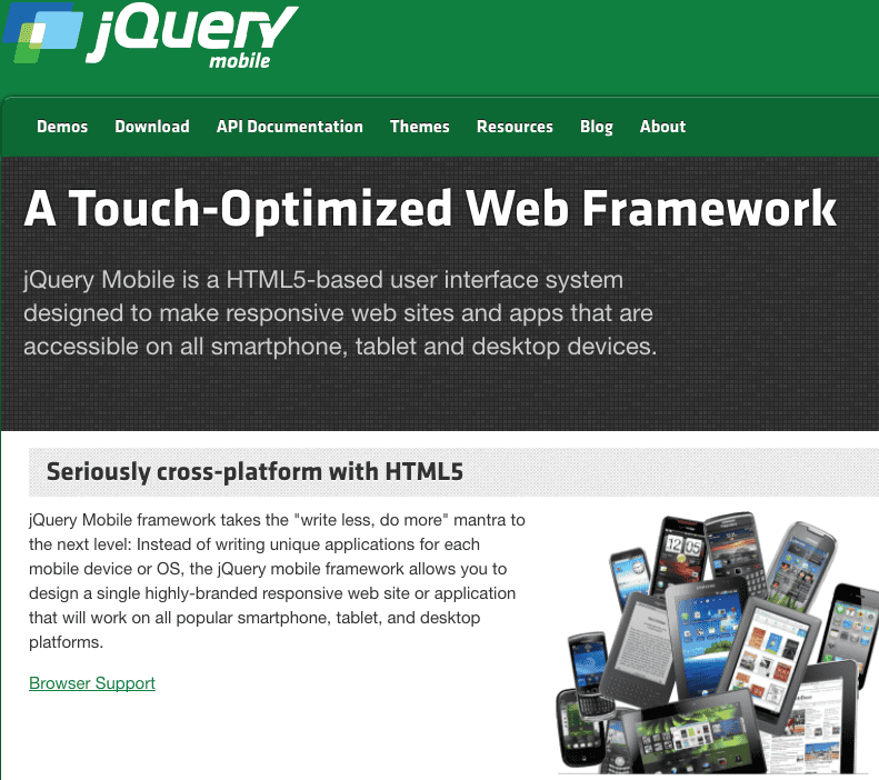 跨平台混合应用开发 UI 框架 jQuery mobile