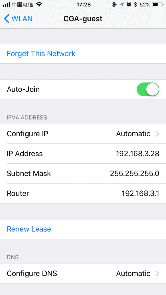 iOS 设备 Wi-Fi IP 地址设置