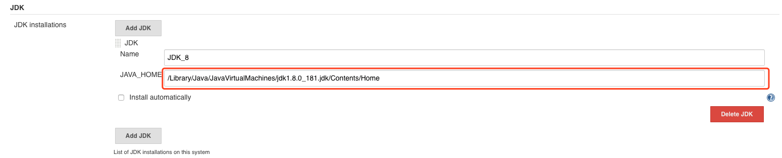 macOS Jenkins 全局工具配置 JDK