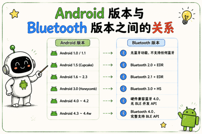 Android 版本与 Bluetooth 版本之间的关系